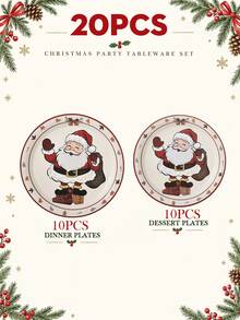 10/20pcs Christmas Disposable Paper Tableware Set (Includes 7" And 9" Plates, Cups, Napkins, Straws), Featuring Vintage Santa Claus, Reindeer, Gingerbread Man, Holly And Candy Cane Holiday Gift Patterns, Suitable For Christmas Parties, Holiday Dinners, Winter Celebrations And Festive Table Decor - Multicolor 4 - View 18