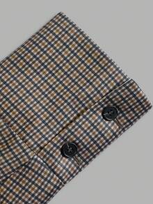 minisummer Women Elegant Fall Plaid Cropped Jacket, Fall Clothes For Women, Lapel Trim Button Front Short Coat, Casual Fall Outfit For Women - Coffee Brown - View 4