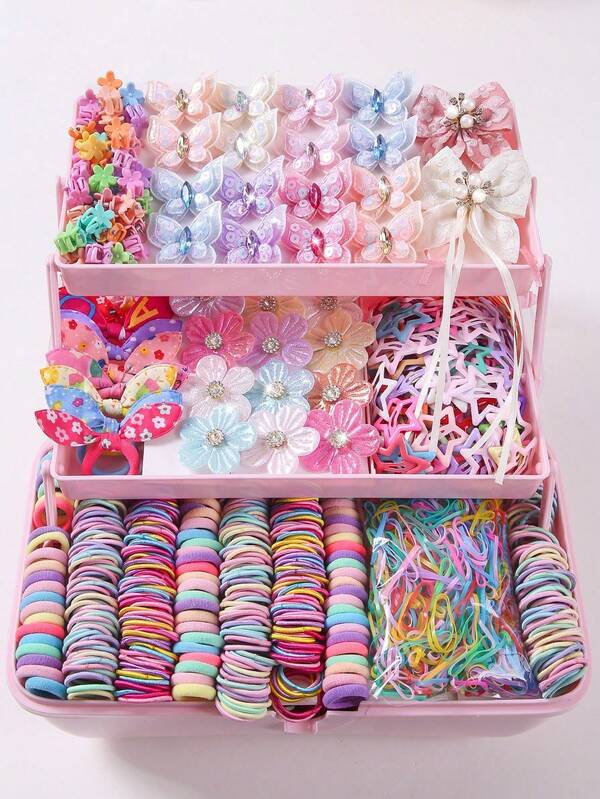 507 piezas de accesorios para el cabello para niñas, lazos de cinta con perlas multicolor, pinzas para el cabello duraderas y no dañinas, ligas para el cabello, cuerdas para el cabello, bandas elásticas pequeñas, scrunchies versátiles con orejas de conejo, accesorios para el cabello para uso diario en otoño