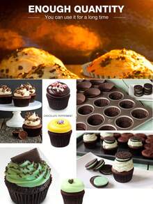 100/200pcs Standard Cupcake Liners, Grease-Proof Paper Muffin Liners,Dessert Cups, Baking Cups,Non-Stick Parchment,Cake Mold,Cake Tin,High-Temperature Resistant Baking Tray,Suitable For Baking,Kitchen,Christmas,Mother's Day And Party Use - Multicolor - View 7