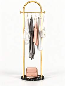 1pc Arch-Shaped Freestanding Coat Rack, Modern Metal Garment Rack With Side Hooks And Oval Base, Space-Saving Coat & Bag Storage Organizer, Suitable For Bedroom, Entryway, Dressing Room And Boutique, Autumn/Winter Wardrobe Storage, Holiday Home Essential - Multicolor - View 6