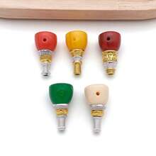 2pcs Buddhist Mala Guru Beads Colorful Resin Three Hole Buddha Head With Metal Tower Connector For Handmade Prayer Bead Accessories 14x26mm - Multicolor - View 5