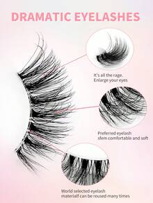 ENCHUW 16 Pairs False Eyelashes Fluffy Lashes With Clear Band Lashes Fake Eyelashes Curling Strip Lashes For Daily Wear - Black - View 3