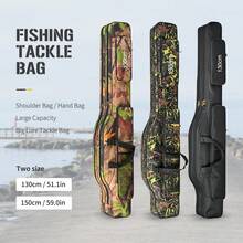 LEOFISHING Portable Foldable Fishing Tackle Bag, Big Belly Fishing Rod Case, Hand & Shoulder Carry Fishing Gear Storage Bag With Extra Pockets For Sea Rods Lures Fishing Accessories, 130cm 150cm 3 Color Available - Multicolor - View 1