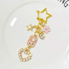 Light Luxury Fashion Elegant 3D Flower Keychain, Gold Bead Heart Bag Charm, Elegant Series Gift Inspiration For Teachers, Friends, Sisters - Gold - View 8