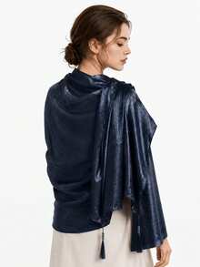 1pc Metallic Glossy Ribbon Shawl Scarf For Women, Shiny Outer Layer For Banquet Dress, Fashionable Daily Outfit - Multicolor - View 6