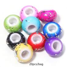 20pcs/Pack Solid Color Gold Splatter Spotted Large Hole Beads DIY Handmade Fashion Bracelet Necklace Bag Charm Making Flat Round Beads - Multicolor - View 11
