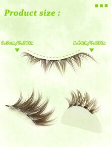 Brown 10 Pairs New Half Eye Lashes, Cross Soft & Natural Cat Eye Design, Makeup Tool False Eyelashes For Lengthening & Volumizing - Brown - View 5