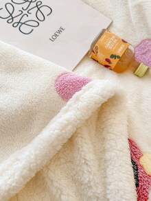 1pc Beige Cartoon Pattern Blanket, Warm & Thick, Soft & Comfortable, Suitable For Home Decor, Bed, Sofa, Office, Room Decoration, Dorm, Machine Washable, Back To School Dorm Decor College Decor - Beige - View 8