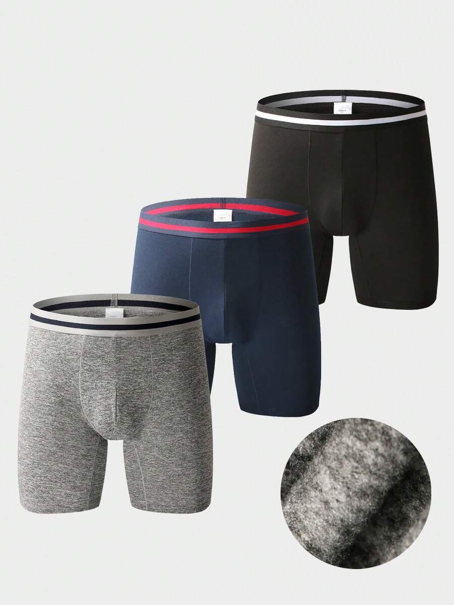 Norcotton 3pcs Men's Underwear, Long Boxer Briefs, Men's Boxer Shorts - Multicolor - View 1