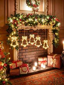 Christmas Bell Shaped Suction Cup LED Window Light, Warm Ambient String Light, Battery‑Powered Suction Hanging Lamp, Home Window Glass Decorative Light For Xmas Party Decoration - Suction Cup Lamp - View 8