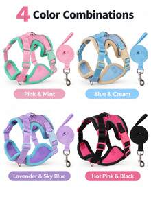 1pc Reflective Adjustable Dog Harness With Breathable Mesh, Thickened Top Handle, Double D-Rings And Quick-Release Buckle, Suitable For Small, Medium And Large Dogs, Pet Vest, Pet Harness And Leash Set, Decorative Pet Clothing - Multicolor - View 5