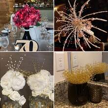 Approx. 50pcs Floral Stem Picks, 4mm Beaded Garland Beads Spray Filler Floral Decoration Tree Picks, Wedding Party Decor, Christmas Tree Ornaments - Multicolor - View 7