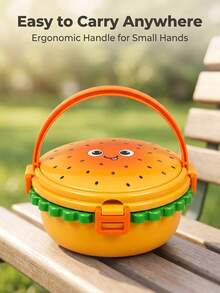 Creative Hamburger Shaped Portable Lunch Box, 304 Stainless Steel Divided Compartment Bento Box, Outdoor Picnic Portable Fresh-Keeping Food Container - Multicolor - View 1