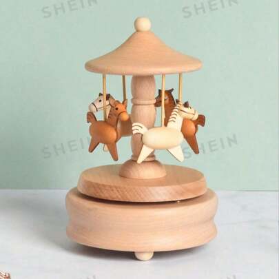 Round Base Rotating Carousel Music Box Decorative Ornament