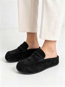 Men's Lightweight Driving Loafers Summer Slip-On Slouchy Shoes Breathable Casual Half-Back Slippers - Black - View 10