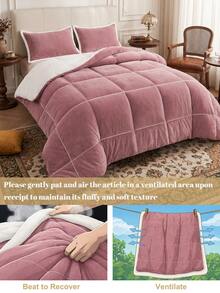 1pc Ultra Soft Fleece Quilt Core, Skin-Friendly Lightweight Breathable, Comfortable Sleep, Durable Anti-Pilling, Square Stitching Fluffy, Bedroom Decor, Suitable For All Seasons, No Pillow And Pillowcase Included, Home Decor, Back To School Season - Red Bean Paste Color - View 7