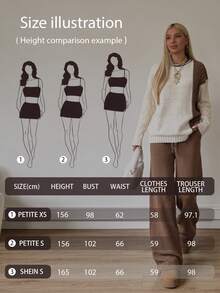Women's Casual Minimalist Elegant Fashion Commute Comfortable Office Colorblock Cable Knit Round Neck Long Sleeve Sweater Two Pieces Set Home Daily Office Autumn Winter Style - Khaki - View 5