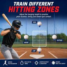 Baseball Softball Batting Swing Training Aid, Rope-Attached Baseball Hitting Practice Trainer, Front-Throwing Easy Training, Softball Batting Practice Equipment, Used To Improve Swing Accuracy, Hand-Eye Coordination And Timing - Baseball Training Rope With Hook - View 2