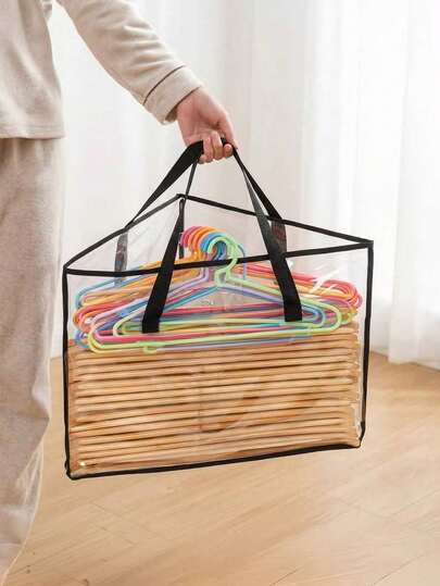 Bolsa organizadora colgante triangular para perchas, bolsa de almacenamiento de perchas plegable de gran capacidad y transparente, organizador de armario de PVC impermeable reforzado, diseño portátil con doble asa, puede almacenar perchas de madera y plástico, a prueba de polvo y humedad, transparente y visible, ahorra fácilmente espacio de almacenamiento en el armario; se puede colgar o colocar en plano y apilar, adecuado para armario de dormitorio, armario empotrado, lavandería, área de utilidad del balcón, dedicado a la organización de perchas estacionales, esencial de almacenamiento multiusos para el hogar