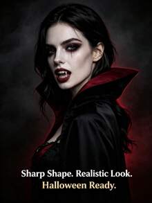 Decorative Makeup Party Prank Resin Vampire Teeth, Halloween Vampire/Zombie Theme, Realistic Teeth Prop Set, (Please Note, Teeth Size May Vary From Person To Person, Product Size May Be Slightly Larger Than Expected.) - Multicolor - View 2