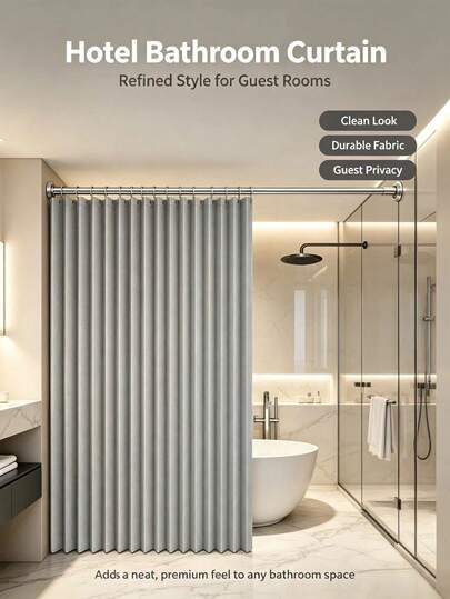 A Multi-Functional Folding Curtain Whose Fabric Is Waterproof And Mold-Resistant; It Can Be Used As A Partition Curtain Or A Door Curtain To Separate Bathroom Areas And Thus Divide Wet And Dry Zones.