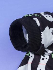 LUCKIE PAW 1pc Halloween Ghost Funny Pattern Pet Sweatshirt, Physical Anti-Flea, Reduce Shedding, Warm And Breathable Dog Vest, Suitable For Small And Large Dogs And Cats, Indoor And Outdoor - Black - View 7
