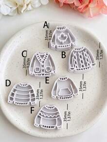 Beanie Sweater Clay Cutters For Earrings, Cute Acrylic Polymer Clay Earring Cutter Mold, Knitted Texture Layered Shape, Earring Making Supplies - White - View 10