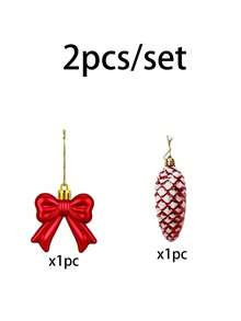 17pcs/Set Christmas Red Bow Hanging Decorations, Christmas Tree Decor, Plastic Bow Hanging Balls, Suitable For Indoor And Outdoor Party Decoration, Christmas Ball Hanging Ornaments - A - View 13