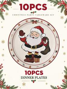 10/20pcs Christmas Disposable Paper Tableware Set (Includes 7" And 9" Plates, Cups, Napkins, Straws), Featuring Vintage Santa Claus, Reindeer, Gingerbread Man, Holly And Candy Cane Holiday Gift Patterns, Suitable For Christmas Parties, Holiday Dinners, Winter Celebrations And Festive Table Decor - Multicolor 4 - View 9