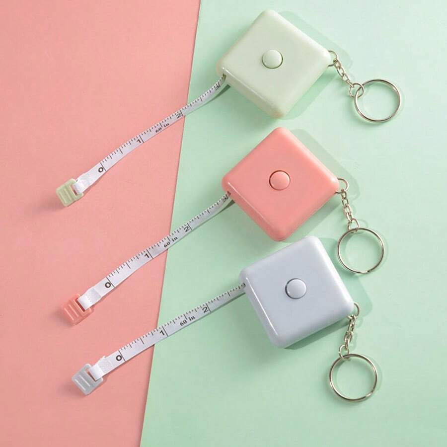 3pcs 1.5m Retractable Tape Measure, Mini Square Tape Measure With Keychain, Portable Body Measurement Ruler (Suitable For Waist, Chest And Clothing Measurement), Compact Tool For Home Sewing And DIY - A - View 1