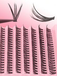 200 Clusters 8-16mm Natural Style False Eyelashes, Individual Natural Curl Anime Style False Eyelashes, Cluster Segmented Anime Style Eyelashes, D-Curl Dense Mink Hair Eyelash Extension Set Mixed Length Eyelash Clusters, False Eyelash Clusters, Single False Eyelashes - D - View 5