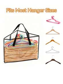 Triangular Hanging Hanger Storage Organizer Bag, Foldable Large Capacity Transparent Hanger Storage Bag, Thickened Waterproof PVC Wardrobe Organizer, Dual Handle Portable Design, Can Store Wooden And Plastic Hangers, Dustproof And Moisture-Proof Transparent Visible, Easily Save Wardrobe Storage Space; Can Be Hung Or Laid Flat And Stacked, Suitable For Bedroom Wardrobe, Built-In Closet, Laundry Room, Balcony Utility Area, Dedicated For Seasonal Hanger Organization, Multi-Scenario Home Storage Essential - Multicolor - View 8