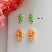 1pc/2pcs Mini Polymer Clay Cutters, Ocean Theme Shapes: Shark, Whale, Manta Ray, Tropical Fish, Coconut Tree, Starfish, Turtle, Crab, Dolphin, For Making Earrings And Necklaces - Apricot - View 25