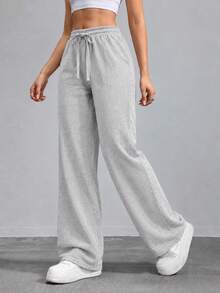 High Waist Wide Leg Sweatpants For Women Drawstring Casual Loose Fit Lounge Pants For Daily Wear Yoga Training And Home - Beige - View 6