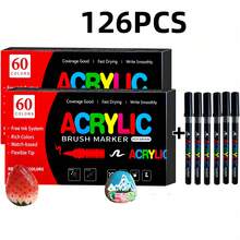 13-126 Colors Art Acrylic Marker Set,Markers Pen With Brush And Soft Tip,Suitable For Sketching,Coloring,Applicable For Painting On Stone,Wood,Calligraphy,Ceramic,Metal,And Various Other Surfaces,A Great Gift For Friend And Student,Back To School - Acrylic Marker Pen - View 15