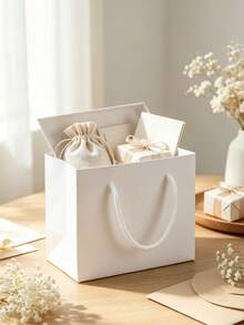 5/10 buah Tas Kado Putih, Tas Belanja, Tas Pernikahan, Tas Kemasan Kertas Pesta Ulang Tahun Kecil, Modis dan Praktis - beraneka warna - View 5