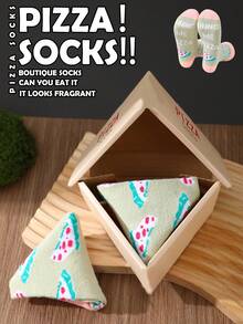1 par de calcetines de media pantorrilla, set de regalo unisex en caja, calcetines de pizza suaves y cómodos, diseño creativo inspirado en comida caprichosa, adecuado para Halloween/Navidad/Oktoberfest/Día del Maestro/Día de los Muertos/Regreso a la Escuela/Año Nuevo/Acción de Gracias/Día de San Valentín/Reuniones Familiares/Fiestas, regalos de vacaciones, calcetines para uso diario casual/salidas a fiestas/esquí/correr/fitness, calcetines de moda divertidos y coloridos para todas las estaciones, regalo perfecto de Navidad e ideal regalo de cumpleaños - Multicolor - Ver 1