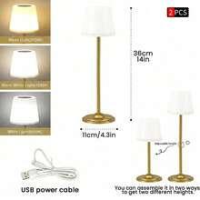 LED Touch Night Light, USB Rechargeable, Touch Switch - 3 Color/Brightness, Waterproof Bathroom Lamp, 360° Full Illumination, Polished Metal Base, Suitable For Various Room Types - Modern Creative Night Light - Desk Lamp - View 23