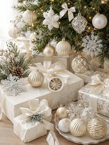 40/1pcChampagne Christmas Ball Decoration Set, Christmas Tree Decor, Christmas Party Supplies, Christmas Decoration, Home Decor Set, Suitable For Decorating European And American Christmas Party Table, Christmas Tree - A - View 4