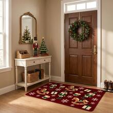 1pc Christmas Gingerbread House Pattern Rug, Holiday Floor Mat, Bathroom Rug, Christmas Home Decor - Multicolor - View 4