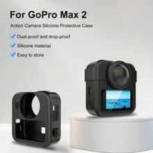 For MAX2 PULUZ Body Silicone Protective Case With Dual Lens Caps Cover & Strap (Black) - View 2