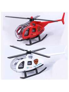 1pc-Multi-Color Mini Alloy Helicopter Model Toy - Realistic Transparent Cockpit Helicopter Ornament - Educational Small Toy Miniature Scene Decoration Collectible Gift - Multicolor - View 4
