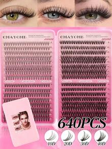 640/592/576 Clusters Segmented Lash Extensions, 8-16mm D Curl 10D-150D Fluffy Thick Individual Lashes, Waterproof Ultra-Soft Single Cluster Eyelashes For Daily Wear, Dating, Party, Christmas, Halloween. - Multicolor - View 17