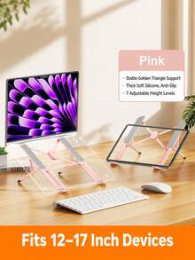 Adjustable Laptop Stand - 10-Level Ergonomic Height & Angle Lift Stand, Foldable Portable Stand, Compatible With MacBook Pro/Air, Pro, Surface, HP (10-15.6 Inch Laptops And Tablets) - View 14