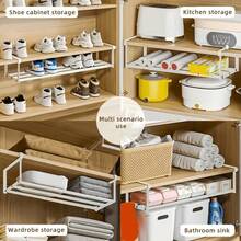1pc Multi-Functional Shoe Storage Rack, Expandable Hanging Storage Shelf, Under-Shelf Shoe Rack, Cabinet Layered Storage, Space-Saving Closet Organizer For Bedroom, Bathroom And Living Room - Multicolor - View 3