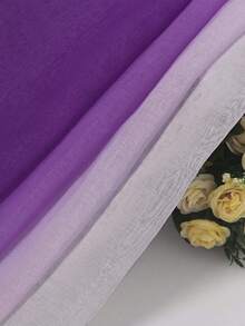 2pcs Modern Gradient Print Sheer Curtains, Translucent Polyester Material, Suitable For Living Room, Bedroom, Kitchen - Rod Pocket Design, Machine Washable, Living Room Curtains - Purple - View 5