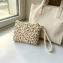 5/10pcs Leopard Print Mini Wrist Bag, Zipper Wallet Sanitary Pad Pouch, Compact Portable Small Storage Purse With Braided Rope Wrist Strap, Ideal For , Cards, Coins And Tiny Daily Items, Easy To Carry For Shopping, Travel & Daily Use,Random Color - Multicolor - View 8