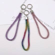 Mobile Phone Hanging Rope Light Luxury Full Diamond Keychain Pendant Luggage Diamond Chain DIY Hanging Decoration Short Wrist Rope Anti Loss - Multicolor - View 6