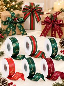 6 buah/1 buah Pita Foil Emas Natal, Pita Pembungkus Kado, Pita Busur, Pita Liburan - Cocok Untuk Dekorasi Natal, Dekorasi Pohon Natal, Kemasan Pajangan Perhiasan, Kemasan Bunga, Juga Untuk Dekorasi Pesta DIY Dan Pembungkus Kado Hari Valentine (Lebar 2,5cm/0,98in, Panjang Sekitar 230cm/90,55in) - A - View 2